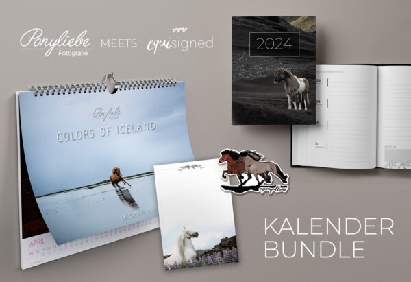 Islandpferde Kalender Bundle 2024 | Wochenplaner A5 + Wandkalender A3 + Extras