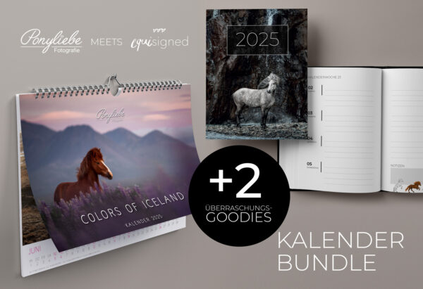 Islandpferde Kalender Bundle Wandkalender Wochenplaner Taschenkalender 2025 Islaender Ponyliebe Equisigned